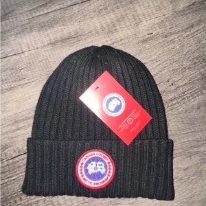 Canada Goose Black Ribbed Beanie
